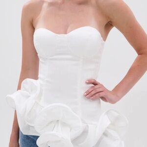 AKIRA THE MORE YOU KNOW RUFFLE DETAIL CORSET TOP Size MM